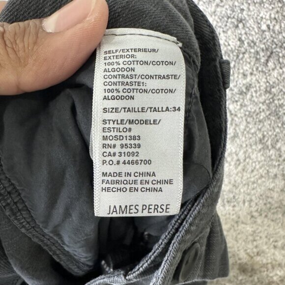 James Perse Cargo Pants Mens 34 Dark Gray 100% Cotton Utility Pockets MOSD1383 - Picture 7 of 8
